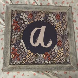 Floral Monogram Wall Art with Gray Frame